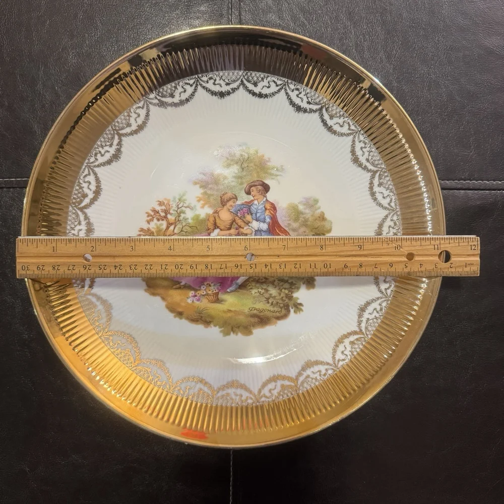 Vtg JWK Bavaria W.Germany 11.25”Fragonard Love Story Gold Edge Decoration Plate